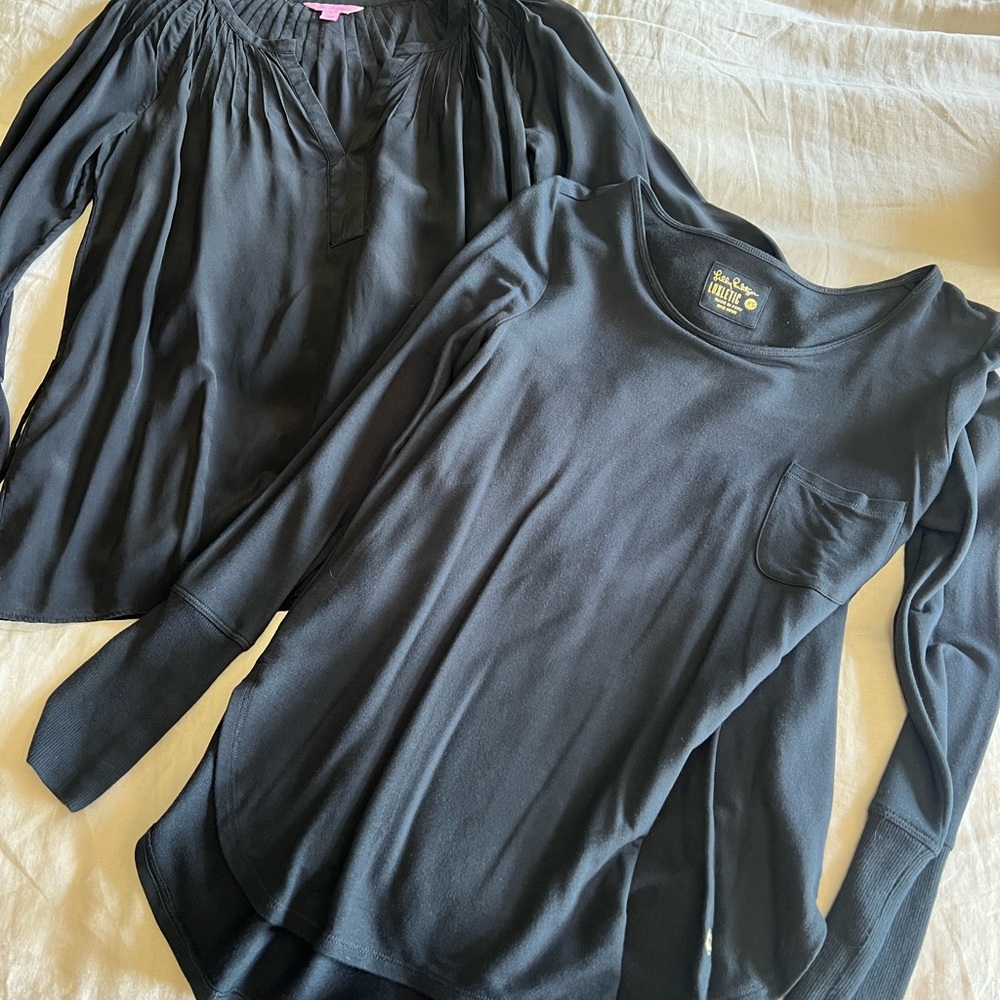 Lilly Pulitzer Black Long Sleeve Relaxed Tunic and blouse - Small